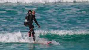 Paraplegic goes surfing