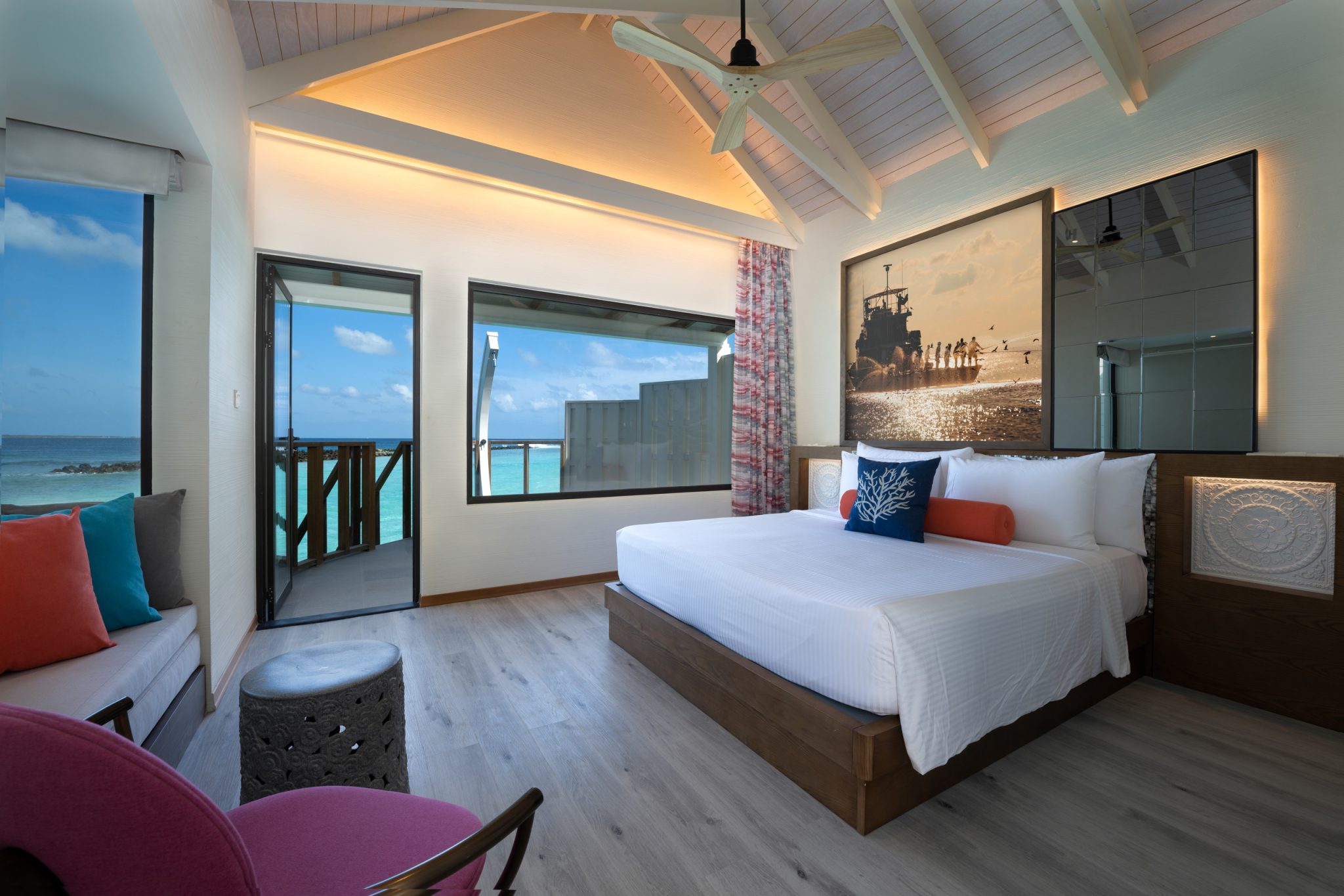 OBLU XPERIENCE AILAFUSHI – WATER VILLA – BEDROOM WITH VIEW